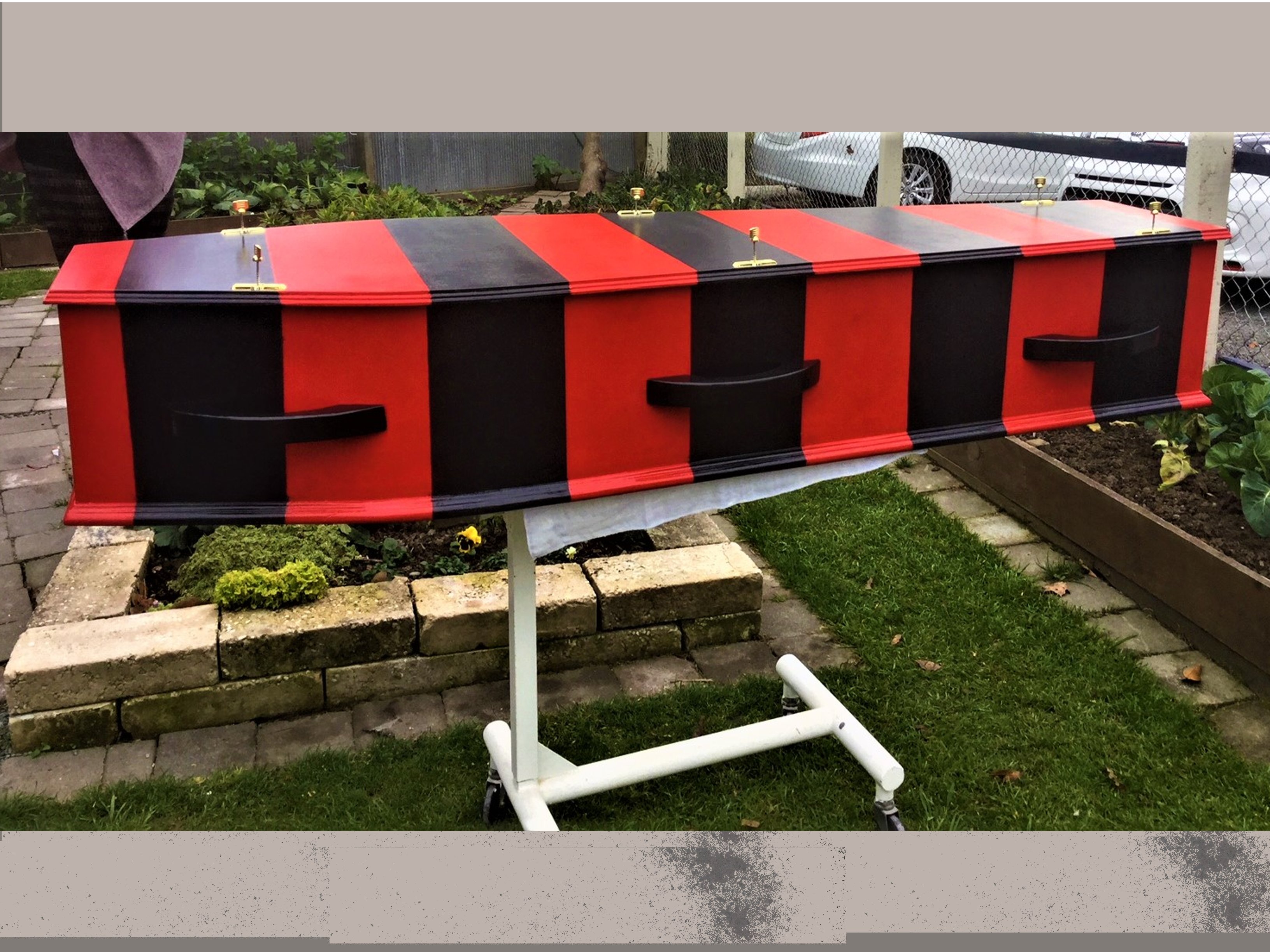 Red-Black Stripe Coffin